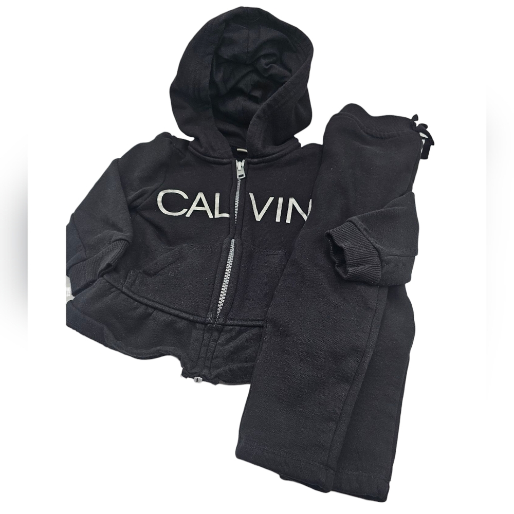 Calvin Klein Black Hoodie and Joggers Set Toddler Girl
